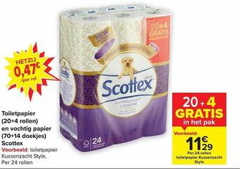 Carrefour Toiletpapier en vochtig papier scottex aanbieding