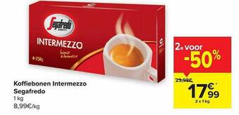 Carrefour Koffiebonen intermezzo segafredo aanbieding