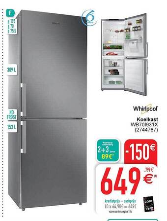 Cora Whirlpool koelkast aanbieding