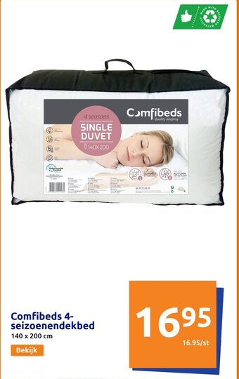 Action Comfibeds 4-seizoenendekbed 140 x 200 cm aanbieding
