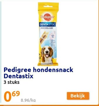 Action Pedigree hondensnack Dentastix 3 stuks aanbieding