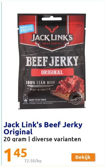 Action Jack Link's Beef Jerky Original 20 gram aanbieding