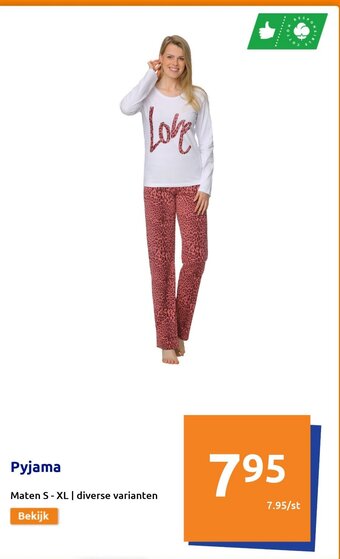 Action Pyjama Maten S-XL aanbieding