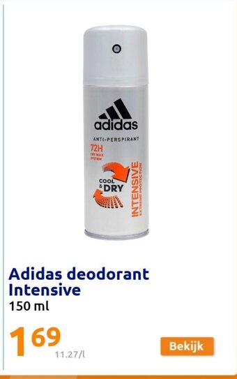 Action Adidas Deodorant Intensive 150 ml aanbieding