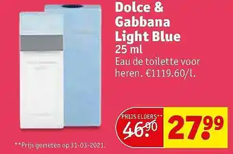 Kruidvat Dolce & Gabbana Light Blue 25 Ml Eau De Toilette Voor Heren aanbieding