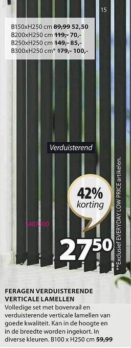 Jysk Feragen verduisterende verticale lamellen aanbieding