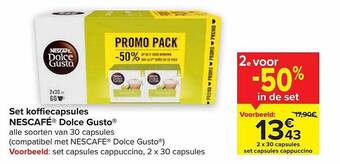 Carrefour Set koffiecapsules nescafé dolce gusto aanbieding