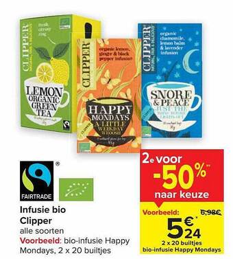 Carrefour Infusie bio clipper aanbieding