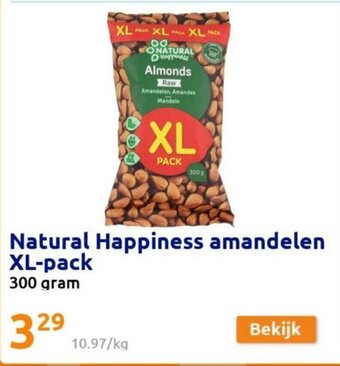 Action Natural Happiness amandelen XL-Pack 300 gram aanbieding