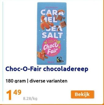 Action Choc-O-Fair Chocoladereep 180 gram aanbieding