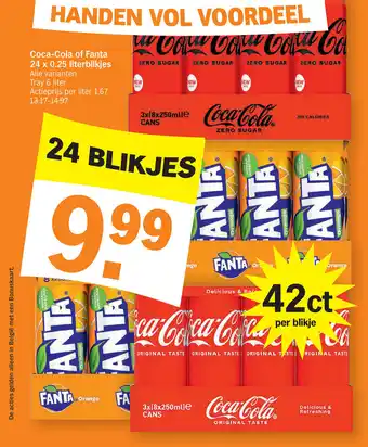 Albert Heijn Coca-cola of fanta 24x0.25 literblikjes aanbieding