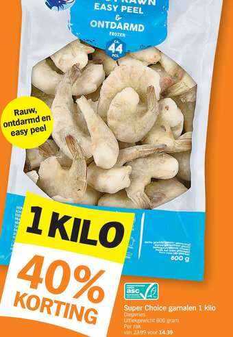 Albert Heijn Super choice garnalen 1 kilo aanbieding