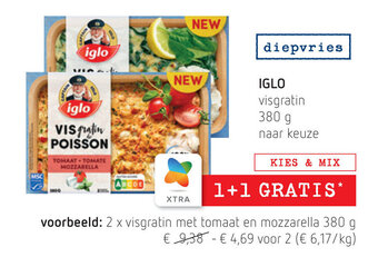 Spar Iglo Visgratin 380g naar keuze aanbieding