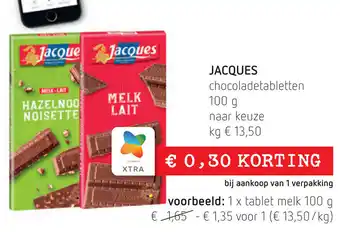 Spar Jacques Chocoladetabletten 100g aanbieding