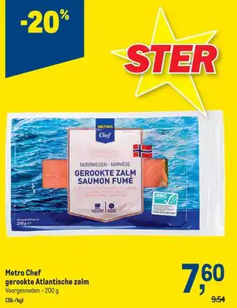 Makro Metro Chef gerookte atlantische zalm 200 G aanbieding
