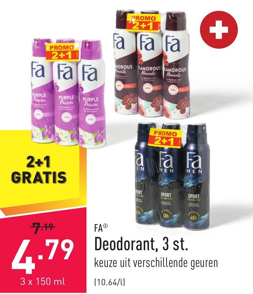 FA Deodorant, 3 st. promotie bij ALDI