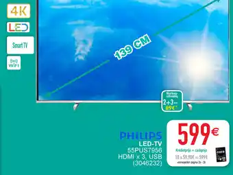 Cora Philips LED-TV 55PUS7956 HDMI x 3, USB (3046232) aanbieding