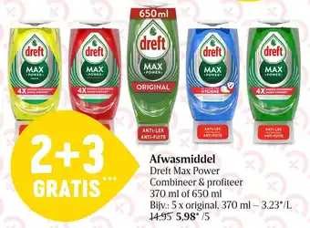 Delhaize Dreft Max Power Afwasmiddel 370ml of 650ml aanbieding