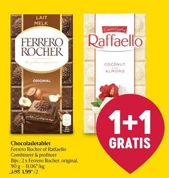 Delhaize Ferrero Rocher of Raffaello Chocoladetablet aanbieding