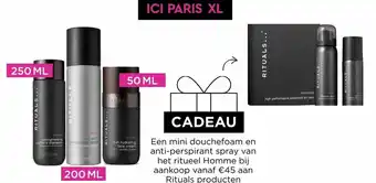 ICI PARIS XL Een mini douchefoam en anti-perspirant spray van het ritueel homme bij aanbieding