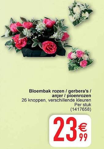 Cora Bloembak rozen -gerbera's - anjer - pioenrozen aanbieding