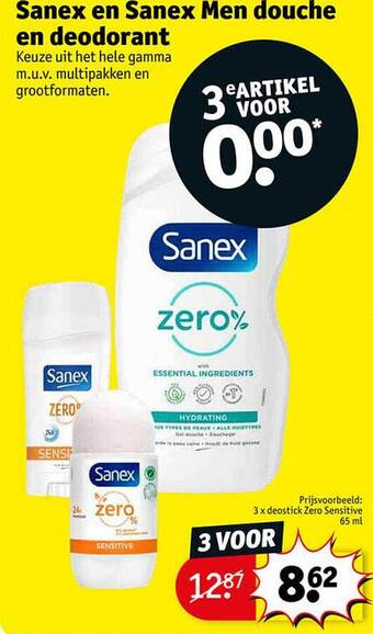 Kruidvat Sanex en sanex men douche en deodorant aanbieding