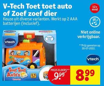 Kruidvat Vtech toet toet auto of zoef zoef dier aanbieding