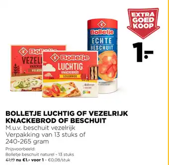 Jumbo Bolletje luchtig of vezelrijk knackebrod of beschuit aanbieding