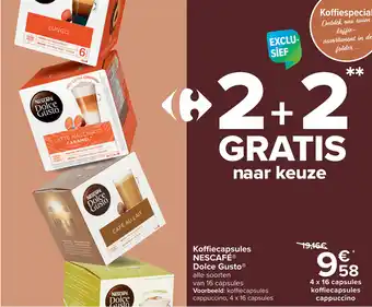 Carrefour Nescafe Koffiecapsules Dolce Gusto Alle Soorten 4 x16 Capsules aanbieding