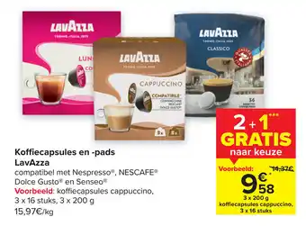 Carrefour LavAzza Koffiecapsules en -Pads 3 x 200g aanbieding