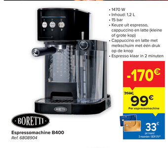 Carrefour Boretti Espressomachine B400 aanbieding