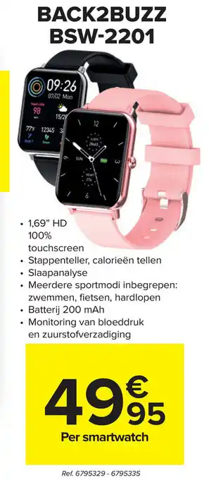 Carrefour Smartwatch Back2Buzz BSW-2201 aanbieding