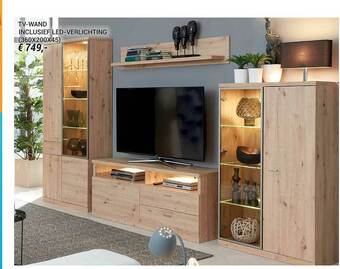 Tv-wand Inclusief Led-verlichting