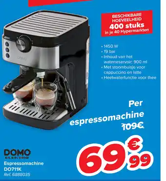 Carrefour Domo Espressomachine DO711K aanbieding
