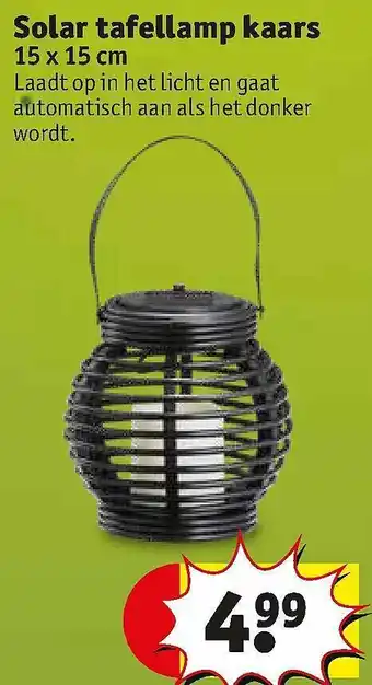 Solar Tafellamp Kaars 15x15 Cm