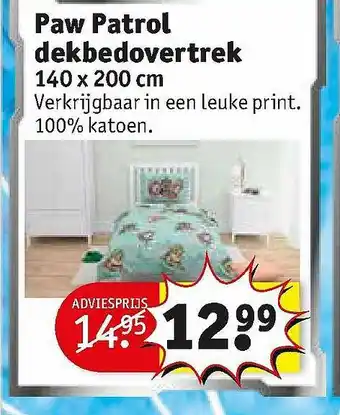 Kruidvat Paw Patrol Dekbedovertrek 140x200 Cm aanbieding