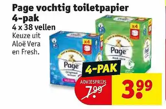 Kruidvat Page Vochtig Toiletpapier 4-pak 4x38 Vellen aanbieding