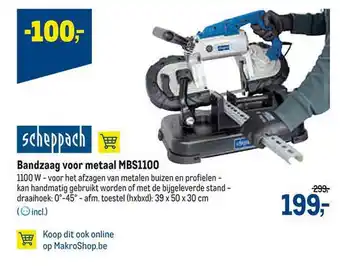 Scheppach Bandzaag Voor Metaal Mbs1100