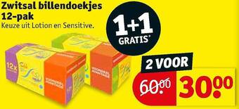 Kruidvat Zwitsal Billendoekjes 12-pak 1+1 Gratis aanbieding