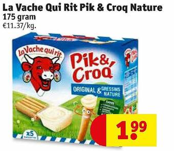 Kruidvat La Vache Qui Rit Pik & Croq Nature 175 Gram aanbieding