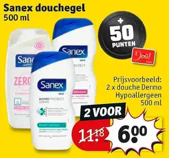 Kruidvat Sanex Douchegel 500ml aanbieding