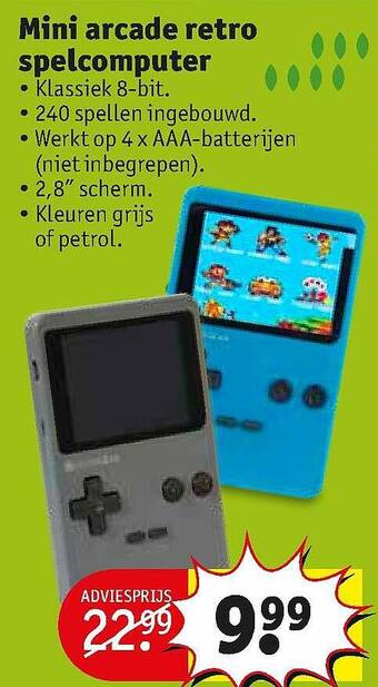 Kruidvat Mini Arcade Retro Spelcomputer aanbieding