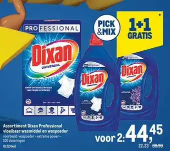 Makro Assortiment dixan professional vloeibaar wasmiddel en waspoeder aanbieding