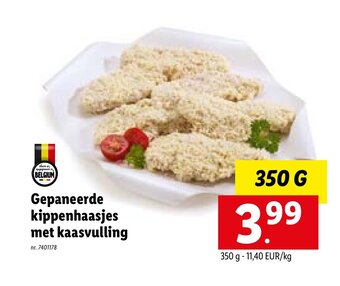 Lidl Gepaneerde kippenhaasjes met kaasvulling 350G aanbieding