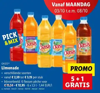 Lidl Oasis limonade 6x1.5L aanbieding