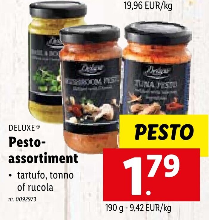 Deluxe pestoassortiment 190G promotie bij Lidl