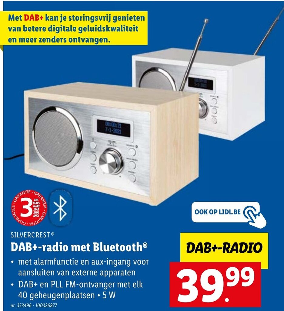 SilverCrest DAB+radio met bluetooth promotie bij Lidl
