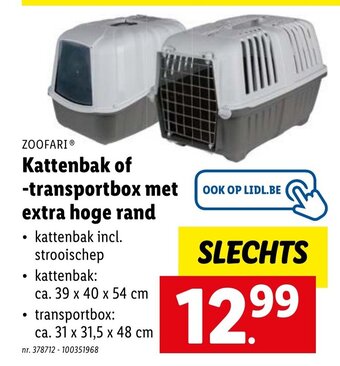 Lidl Zoofari kattenbak of-transportbox met extra hoge rand aanbieding