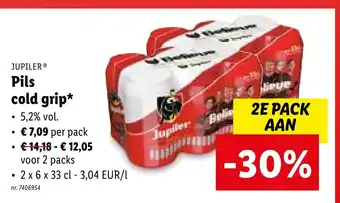 Lidl Jupiler pils cold grip 2x6x33CL aanbieding