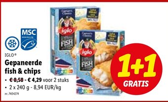 Lidl Iglo gepaneerde fish & chips aanbieding